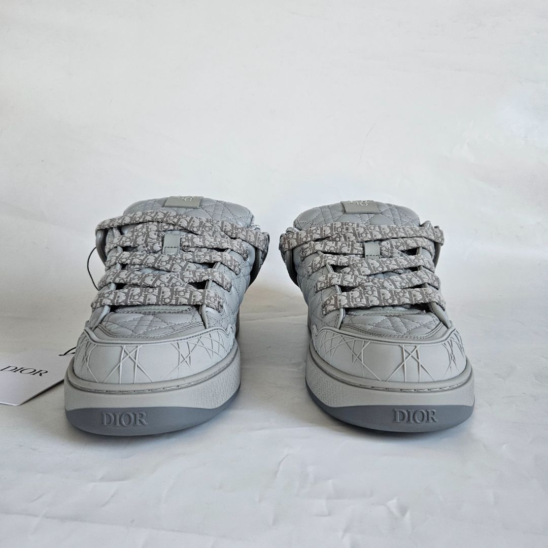 Dior B9S Skater low-top sneakers in Gray Cannage Kumo leather, 45