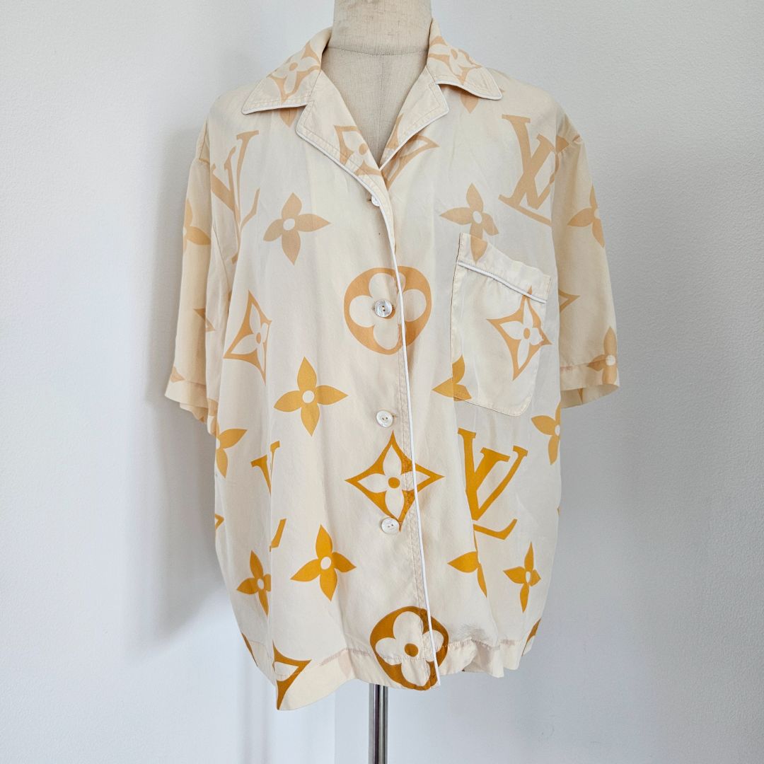 Louis Vuitton Giant Monogram Ombre Orange Silk Pyjama Top