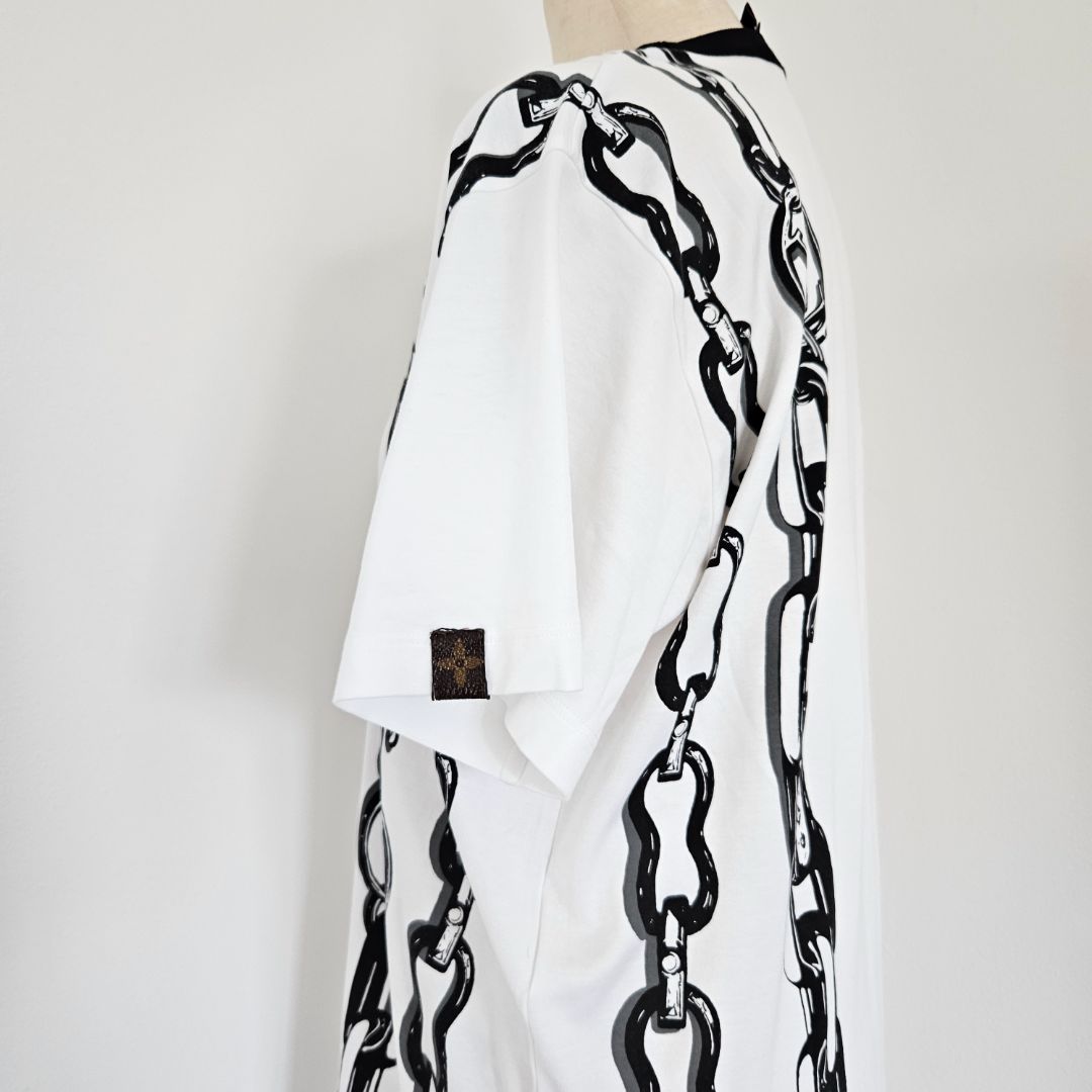 louis vuitton shirt dress Louis Vuitton White Shirt Dress with Chain print - BOPF