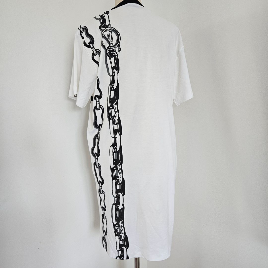 louis vuitton shirt dress Louis Vuitton White Shirt Dress with Chain print - BOPF