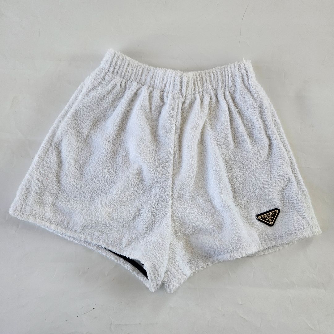 Prada White Terry Cloth Shorts