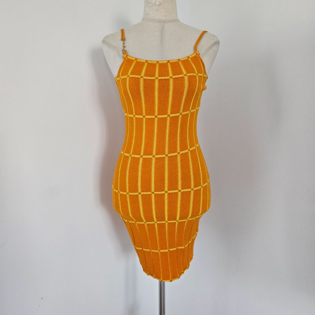 ★JACQUEMUS★ La Robe Maille Malha One Piece Orange 231KN138 Jacquemus Orange Le Raphia 'La Robe Maille Malha' Minidress