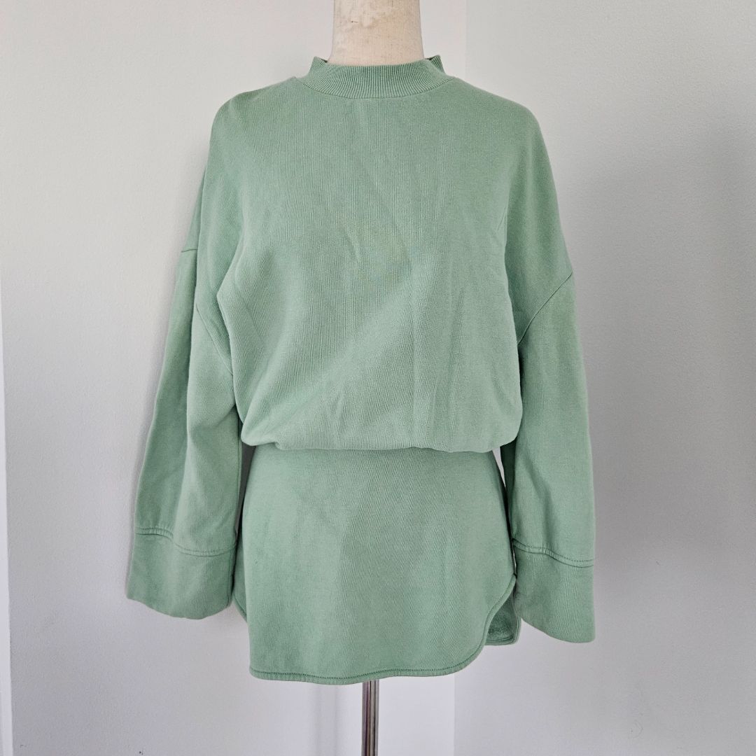 Attico Palmer Crew gathered-sleeve sweatshirt minidress