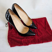 Christian Louboutin Black Patent Leather Pigalle Pumps, 39
