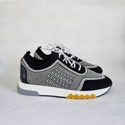 Hermès White/Black Knit Fabric and Suede C-Addict Sneakers, 43