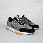 Hermès White/Black Knit Fabric and Suede C-Addict Sneakers, 43