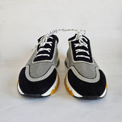 Hermès White/Black Knit Fabric and Suede C-Addict Sneakers, 43