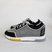 Hermès White/Black Knit Fabric and Suede C-Addict Sneakers, 43