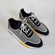 Hermès White/Black Knit Fabric and Suede C-Addict Sneakers, 43