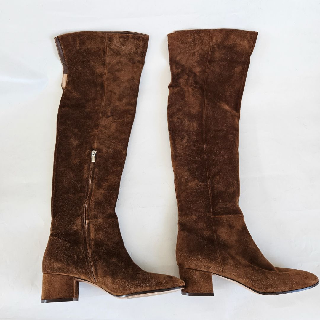 Gianvito Rossi Brown Knee High Suede Boots, 40.5