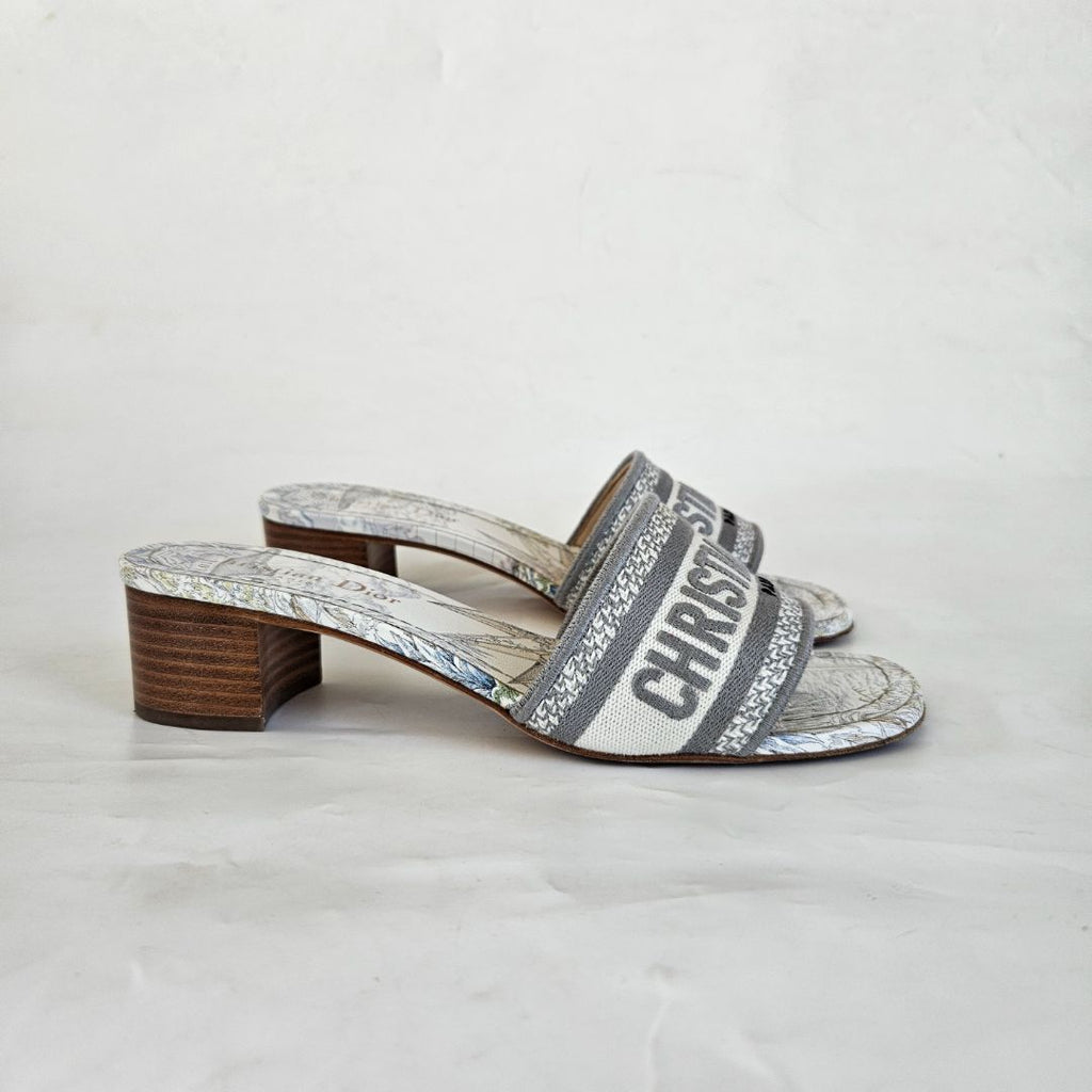 Christian Dior White and Grey Dway Slides, 37 - BOPF