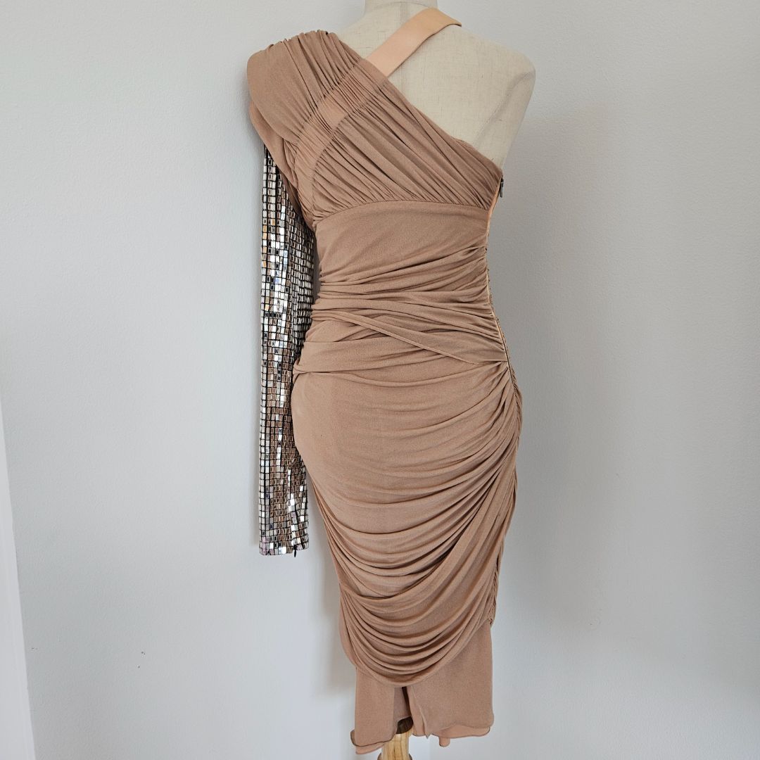 one shoulder disco dress One Shoulder Disco Dress, Rainbow Pride Dress, Sparkly Abba Outfit, Studio 54 Dress, Burning Man Dress, Rave Clothing
