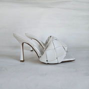Bottega Veneta White Quilted Leather Lido Slide Sandals, 37.5