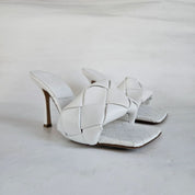 Bottega Veneta White Quilted Leather Lido Slide Sandals, 37.5