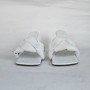 Bottega Veneta White Quilted Leather Lido Slide Sandals, 37.5