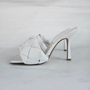 Bottega Veneta White Quilted Leather Lido Slide Sandals, 37.5