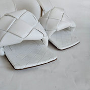 Bottega Veneta White Quilted Leather Lido Slide Sandals, 37.5
