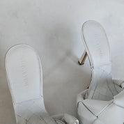Bottega Veneta White Quilted Leather Lido Slide Sandals, 37.5