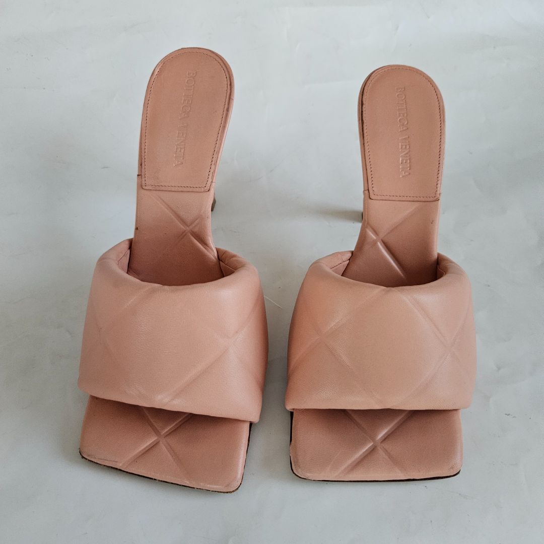 Bottega Veneta Quilted Leather Open Toe Slide Sandals, 37