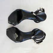 Alexander McQueen Black Strappy Sandals with Silver Spikes, 37