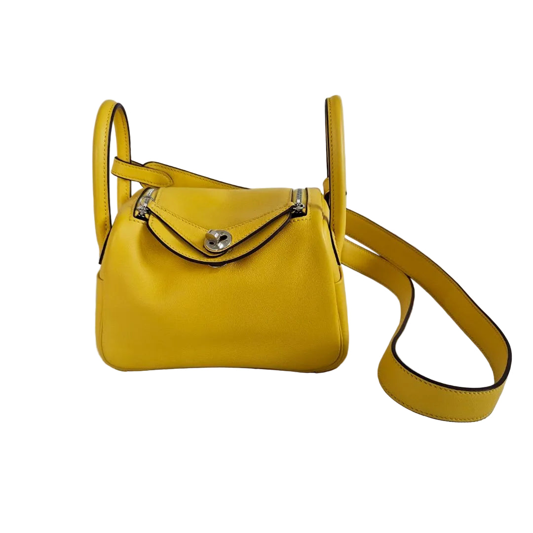 Hermès Mini Lindy Lime Yellow Swift leather bag