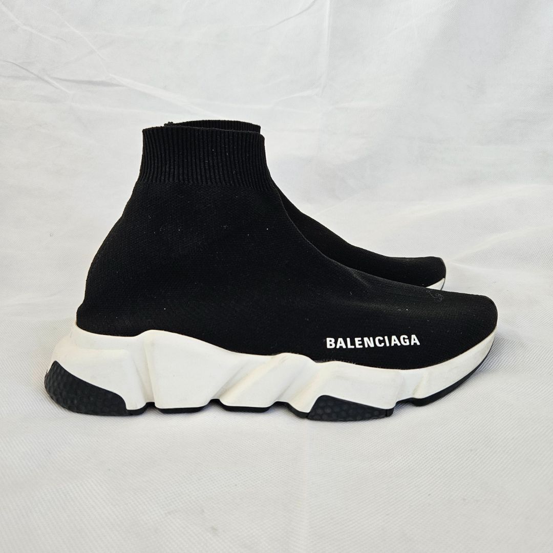 Balenciaga Black Knit Fabric Speed Trainer Sneakers, 38