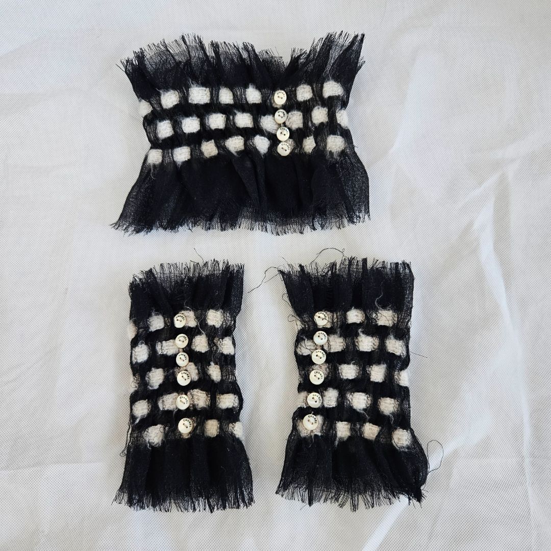 Chanel black and beige neck and wrist warmers
