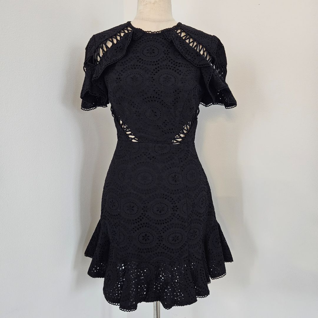 Zimmermann Black Embroidered Mini dress - BOPF