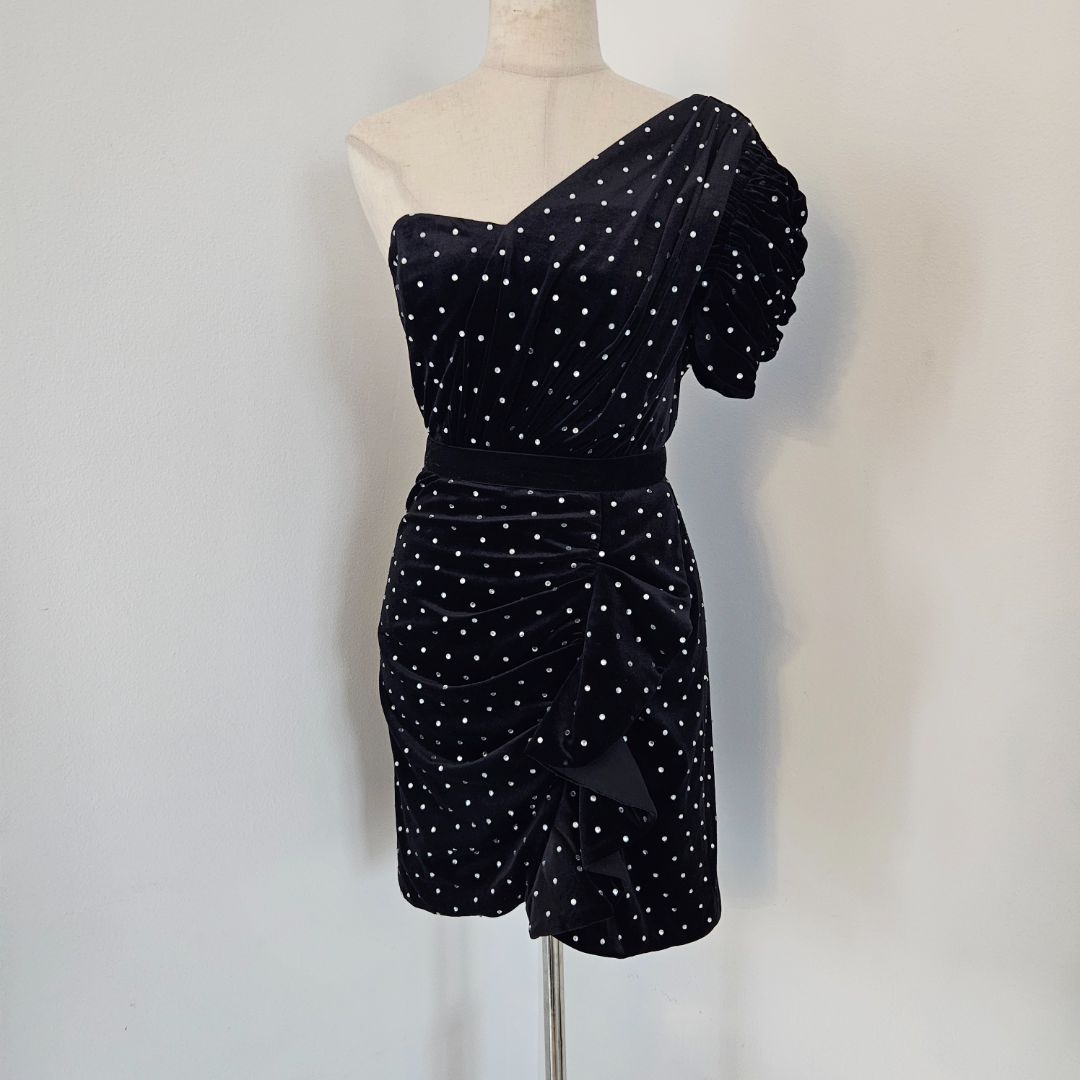 Self-Portrait Black Velvet Dress with Crystals - BOPF Self-Portrait Black Velvet Dress with Crystals - BOPF