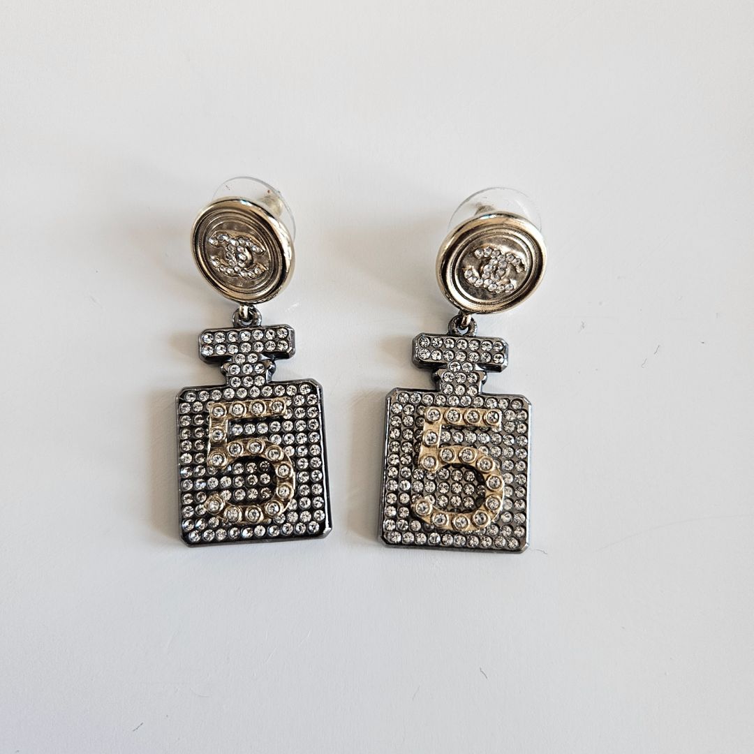 Chanel 21A Crystal Embellished No 5 Bottle Earrings