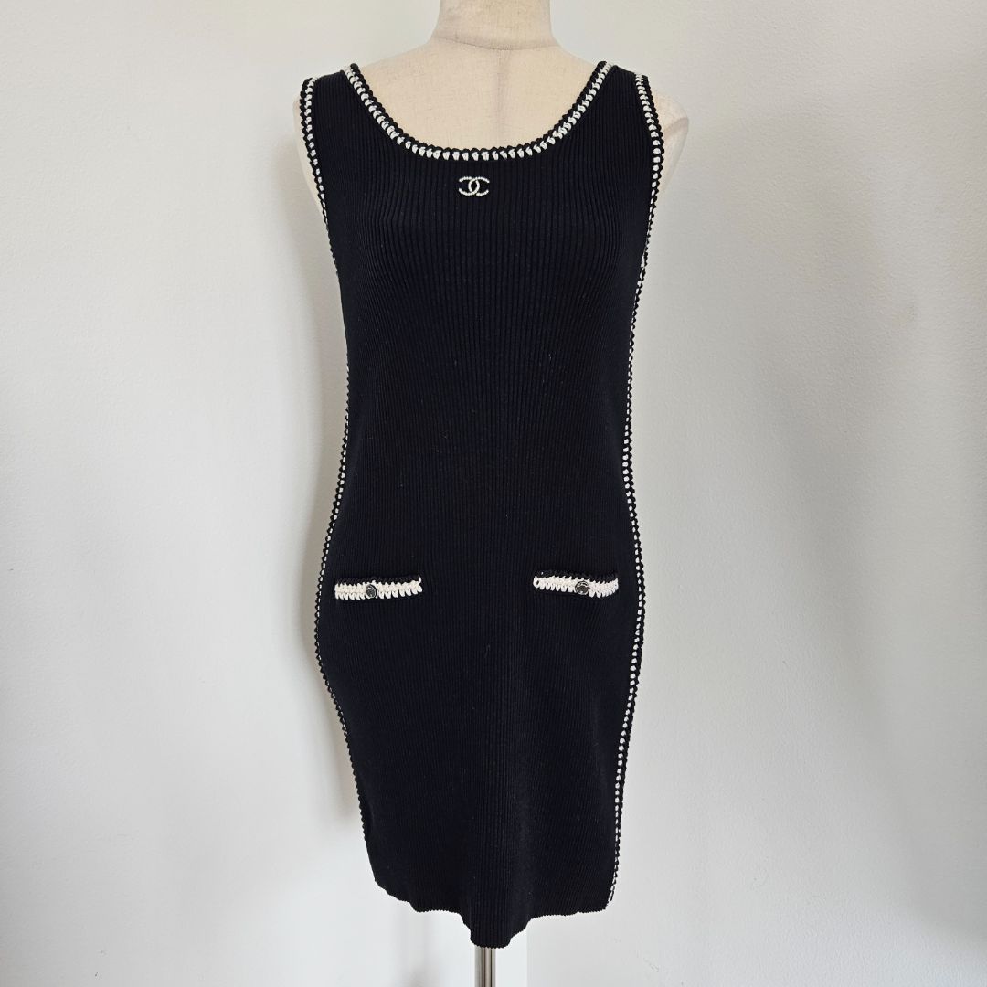 Chanel 2022 Black knit tank mini dress Chanel 2022 Black knit tank mini dress