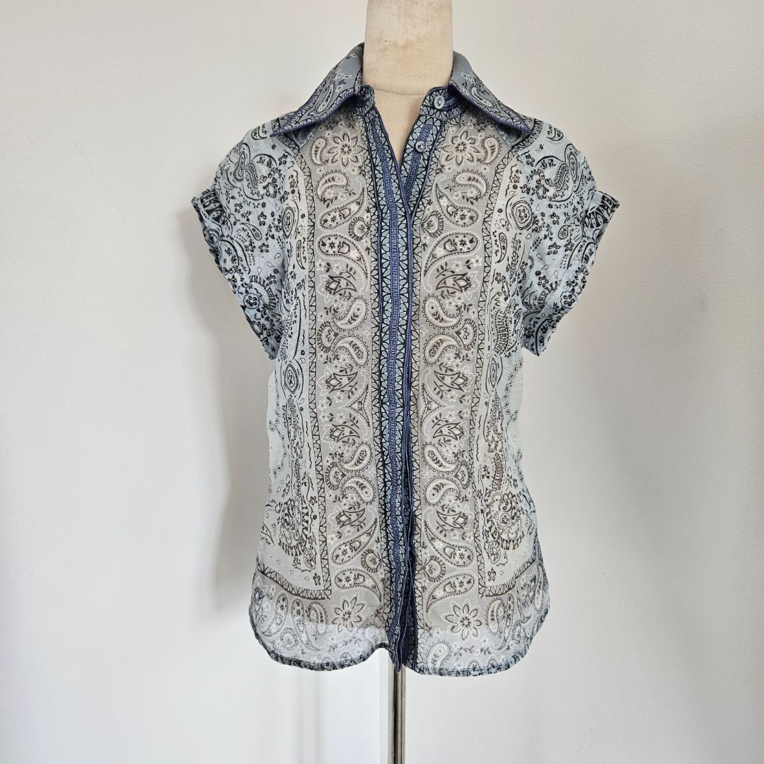 Zimmermann Blue Paisley-print Linen And Silk-blend Shirt