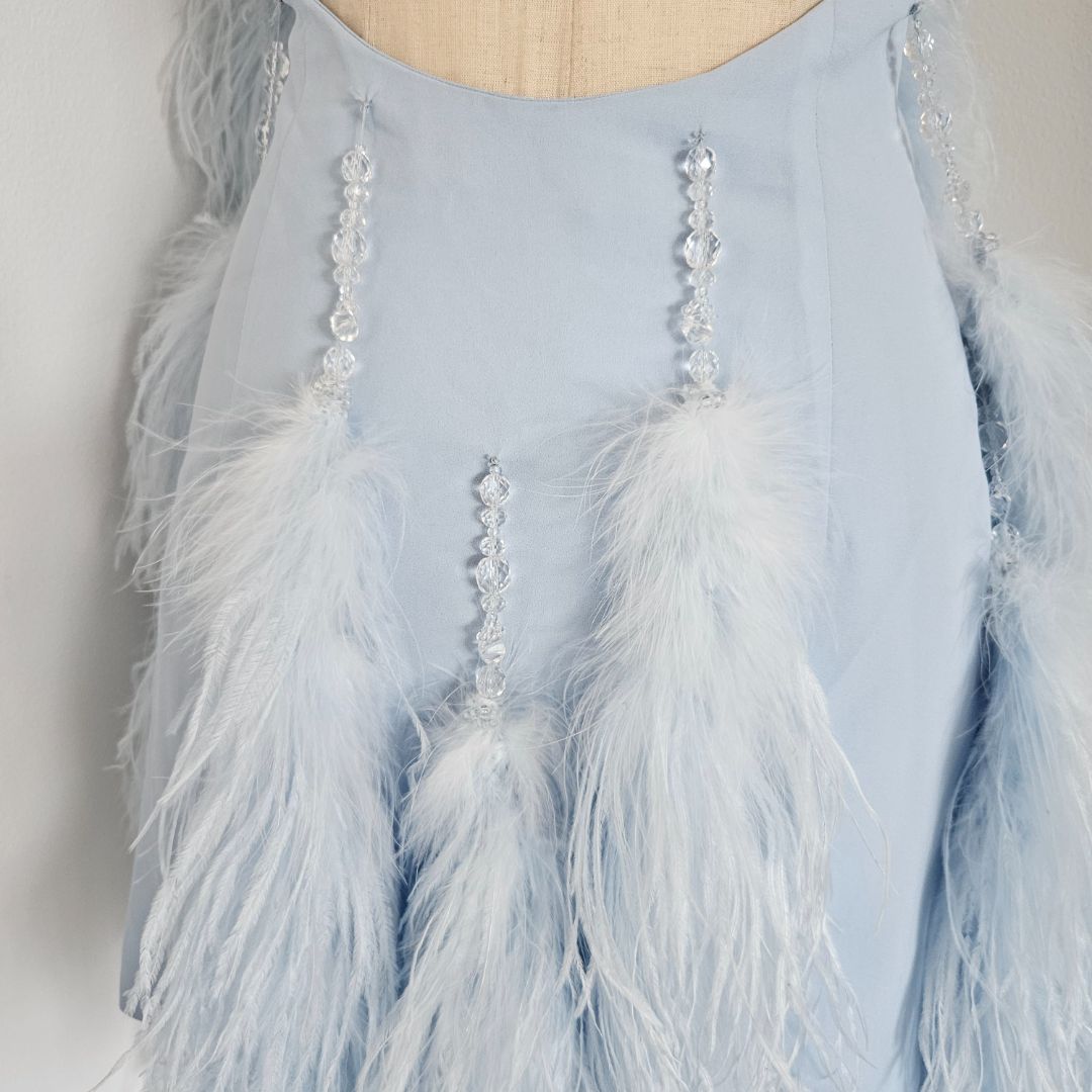 Attico Josephine Feather And Bead-embellished Crepe Halterneck Mini Dr - BOPF | Business of Preloved Fashion Attico Josephine Feather And Bead-embellished Crepe Halterneck Mini Dr - BOPF | Business of Preloved Fashion