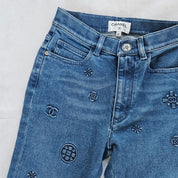 Chanel Blue Skinny Embossed Jeans