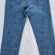Chanel Blue Skinny Embossed Jeans