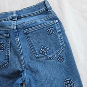 Chanel Blue Skinny Embossed Jeans