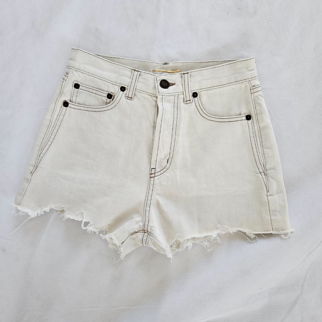 Saint Laurent White Fringe Shorts