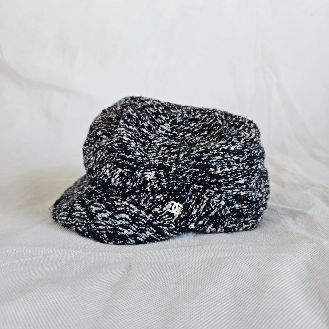 Chanel navy tweed cap