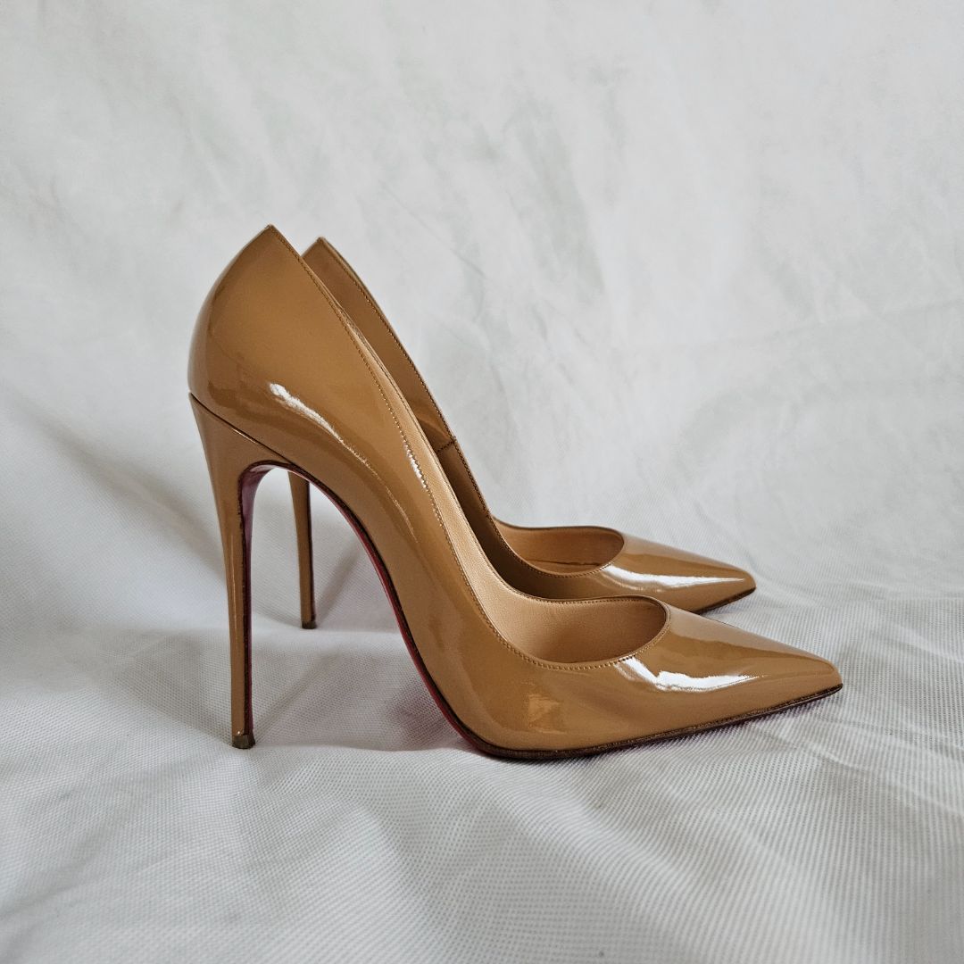 Christian Louboutin Nude Patent Leather So Kate Pumps, 37.5