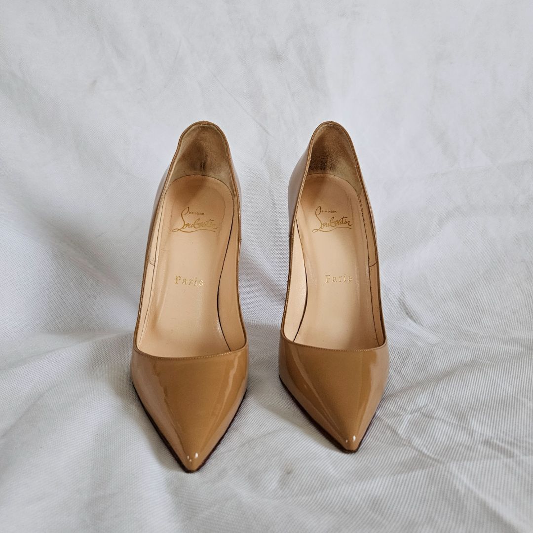 Christian Louboutin Nude Patent Leather So Kate Pumps, 37.5