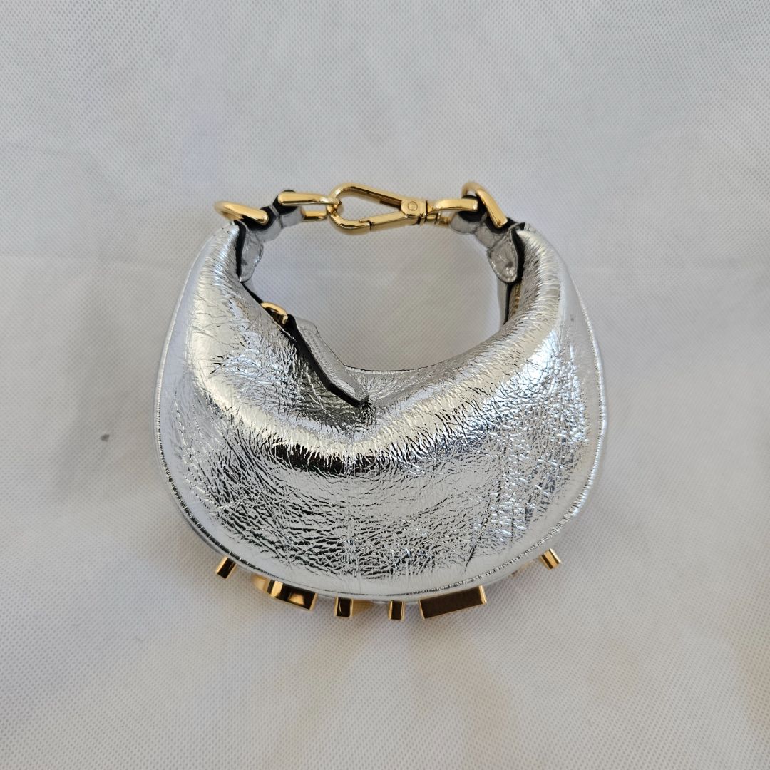 Fendi silver metallic leather mini-bag