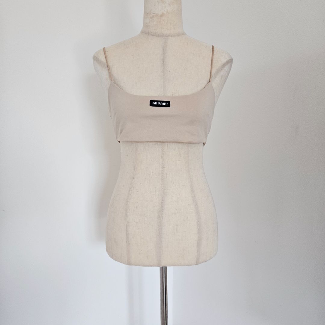 Miu Miu Stretch jersey top with Cameo logo