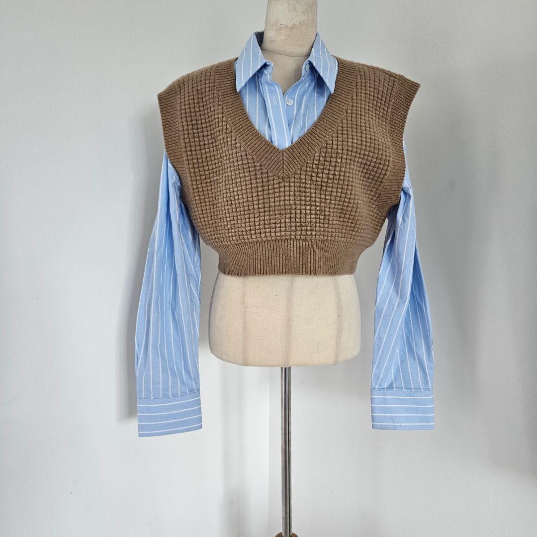 T. by Alexander Wang Bilayer V-neckline Vest in Knit