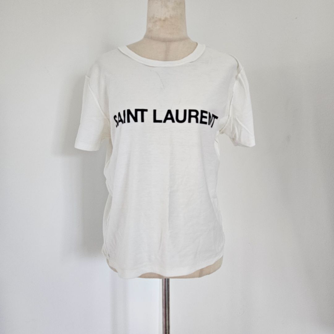 Saint Laurent White T Shirt with logo