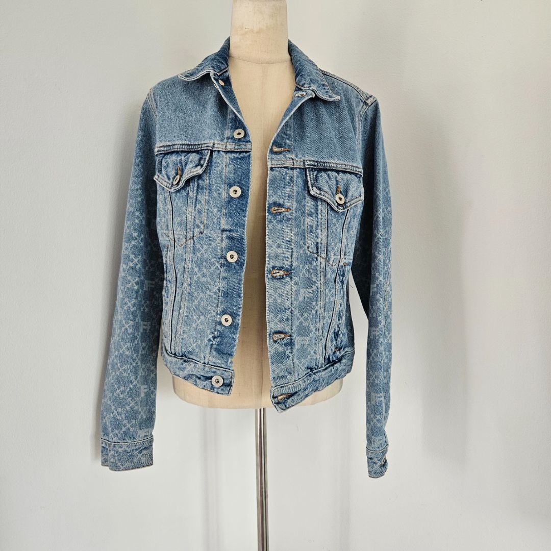 Off-White Blue logo print denim jacket