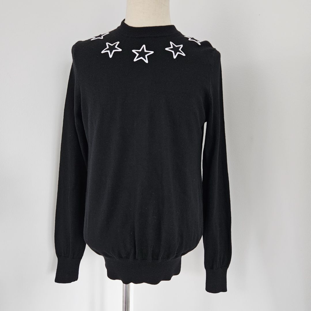 Givenchy knit black jumper with stars along neck
