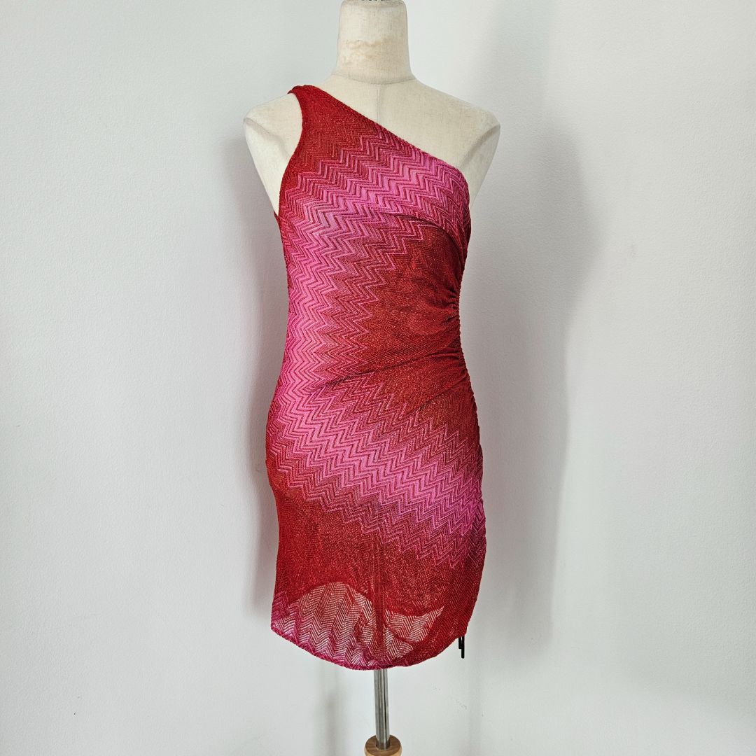 Missoni Red/pink knit one shoulder swimcover