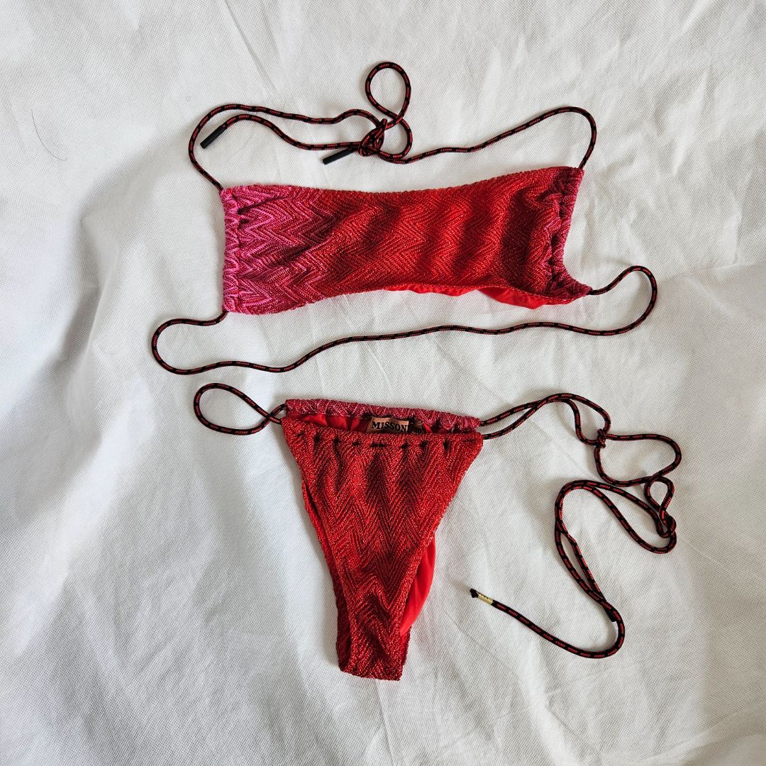Missoni Red knit two piece bikini
