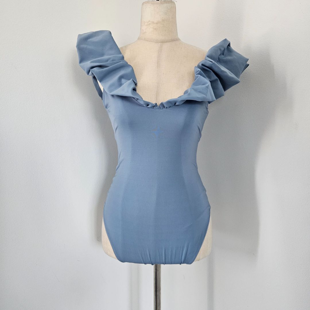 Maygel Coronel body suit ruffle blue sleeves