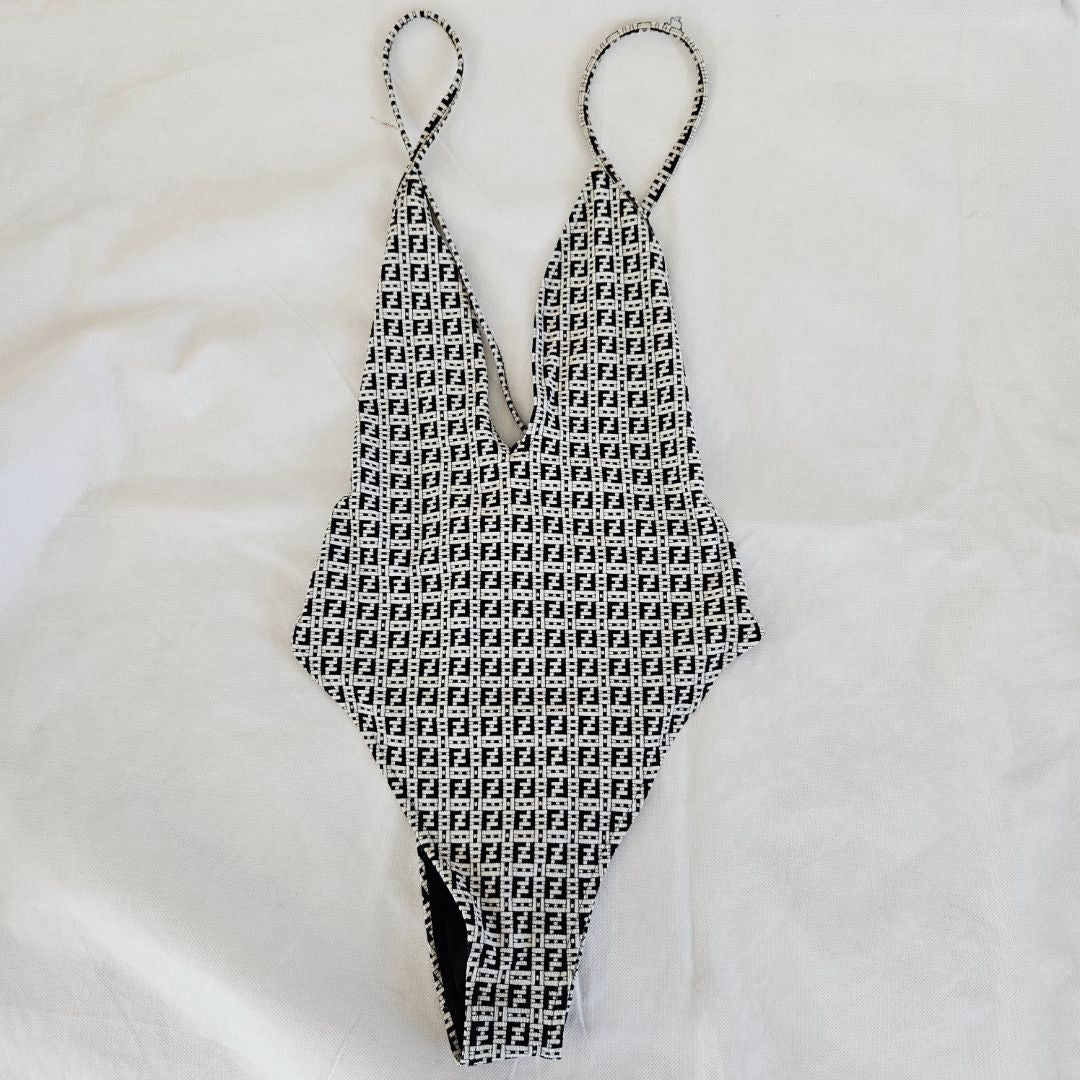 Fendi Black and White One Piece Swimsuit